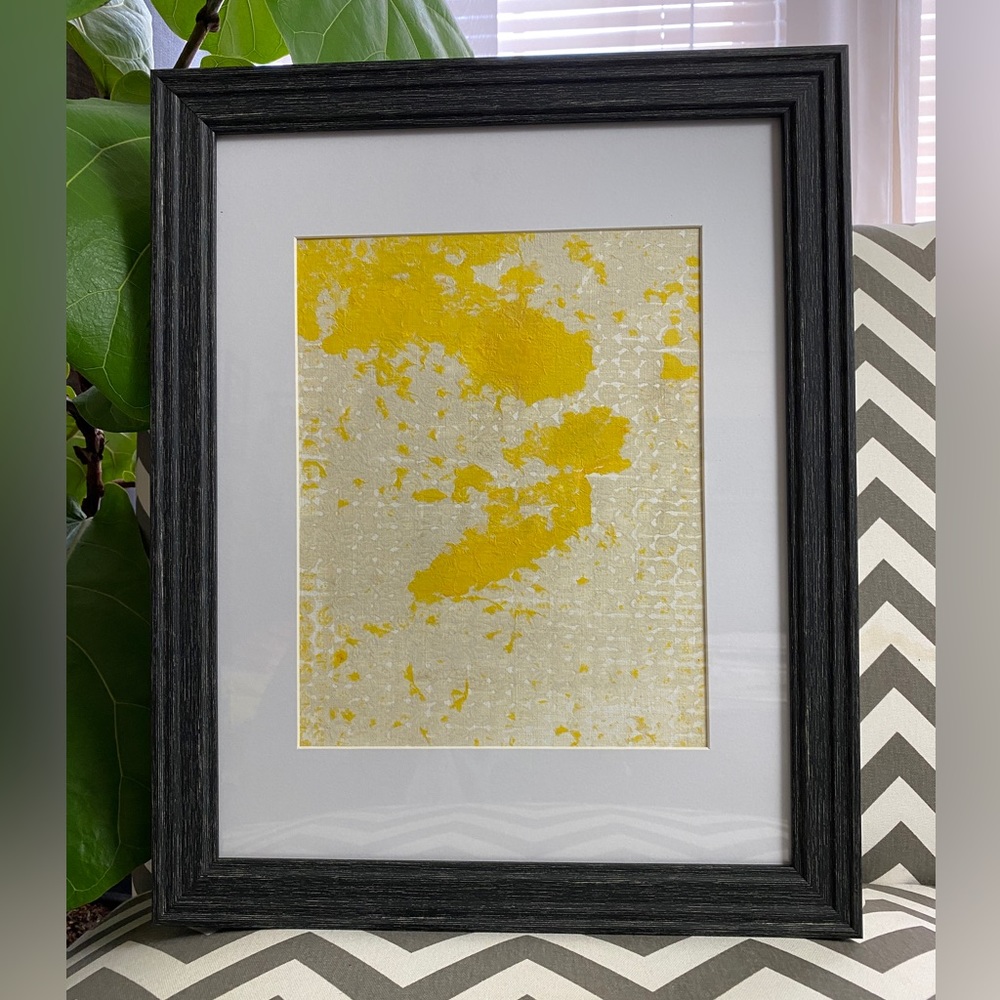 Abstract Acrylic Original Paintings On Canvas Paper 9X12 Yellow